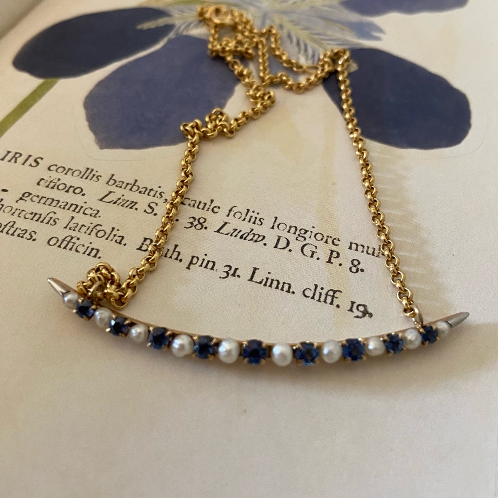 Vintage 1920's Pendant - 14K Gold, Sapphires and Pearls - Commissioned Piece